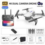 E88 Pro Drone 4k Professional HD 4k Rc lennuki kahe kaameraga lainurkpea kaugjuhtimispult Quadcopter lennuki m&auml;nguhelikopter valge