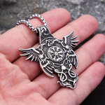 Uus vintage Nordic Odin Crown meeste ripats kaelakee mood Viking Compass kaelakee kaitsja ehe kingitus