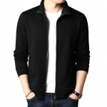 Meeste kevad-s&uuml;gis &uuml;hev&auml;rviline jope mantel rev&auml;&auml;r pikkade varrukatega taskud lukuga plekk vabaaja mantel Slim Fit v&auml;lir&otilde;ivad t&auml;navar&otilde;ivad L must