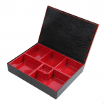 Jaapani Bento Box L&otilde;una-punane ja must 6 kambriga toidukonteineriga serveerimisn&otilde;u restoranile