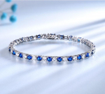 UMCHO 925 Sterling Silver Luksuslik Nano Blue Sapphire k&auml;ev&otilde;ru safiir