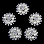 Crystal Faux flower Button Decoration crafts for Sewing 30mm 5pcs Beige