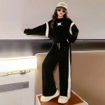 S&uuml;gismood Lasteriided T&uuml;drukute &Uuml;likonnad Lastele Pikkade varrukatega Patchwork Mustriga dressipluusid Laia s&auml;&auml;rega p&uuml;ksid 2-osaline komplekt 160 must