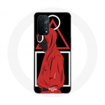 M&auml;ngu Oppo A74 5G Squid Game logo s&uuml;mbolid kolmnurk ruut ring Must taust