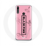 Coque pour Huawei P30 Lite Blackpink Signature Members Born Pink Logo Noir Fond Rose