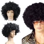 Must Afro lokkis parukas T&auml;iskasvanute uhke kleit 70ndate temaatilise peoga Cosplay Disco Unisex
