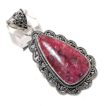 Natural Rhodonite Gemstone Handmade 925 Sterling Silver Gift Pendant 2.64 o2z68