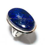Natural Lapis Lazuli Gemstone Handmade 925 Sterling Silver Ring Size 7 k9p76
