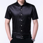 Kvaliteetsed suvised meeste satiin-siidist l&uuml;hikeste varrukatega s&auml;rgid S punane