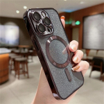 Luksuslik Electroplate Magsafe juhtmevaba laadimistelefoni &uuml;mbris iPhone'i 15 14 13 12 11 Pro Max Plus XS XR XS Max jaoks pehme kaitseraua s&auml;delev kate iPhone 15 Pro Max must