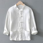 Vabaaja meeste hiina stiilis s&auml;rgid Traditsiooniline Kung Fu Tai Chi s&auml;rk mantel Tang &uuml;likond &uuml;htne jakk Meeste riided 3XL valge