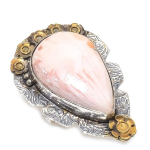 Natural Scolecite Gemstone 925 Sterling Silver Gift Two Tone Ring Size 8 y8t63