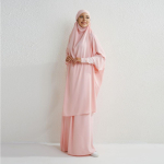 Moslemikomplektid, kaheosalised palveriided, pikkade kapuutsidega, varrukatega s&auml;rgid, hijab, suured seelikud, elastse v&ouml;&ouml;kohaga naiste abaya komplektid One Size roosa