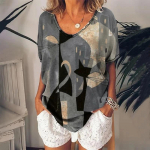 Anime Kitten Naiste T-s&auml;rk Vintage riided Suvised Harajuku l&uuml;hikeste varrukatega retrotopsid Naiste V-kaelusega pluus Oversized dressipluus M