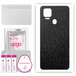 apgo Protective Skin Sticker for the back compatible with ZTE Blade V2020, Wrap Film, Foil, Vinyl - Pattern Black Honeycomb