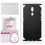 apgo Protective Skin Sticker for the back+sides compatible with Oppo A9, Full Wrap Film, Foil, Vinyl - Pattern Black Honeycomb