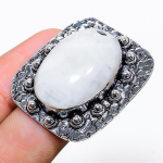 Natural Rainbow Moonstone Gemstone 925 Sterling Silver Gift Ring Size 8 a7e94