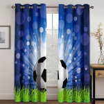 3D jalgpallisarja mustriga aknaviinad Sporditeemaline &otilde;huke kardinad elutuppa magamistuppa poiste laste tuppa kodu kaunistus 100W130H(CM)40x51in&Hook