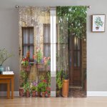 Itaalia linna t&auml;nava l&auml;bipaistvad kardinad elutuppa L&auml;bipaistvad t&uuml;llist aknakatted Magamistuba K&ouml;&ouml;k Kodu Dekoratsioon Loorkardinad 135W x 183H(cm) x2