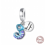 Sobivad Mood K&auml;ev&otilde;rud 925 Sterling H&otilde;be Kameeleon T&auml;ht Kuu Amuletid Kilpkonn Sinised Silmad Helmed DIY Ehted Halloweeni Kingitus PJT935