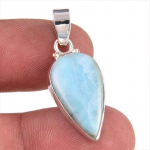 Natural Republic Larimar Gemstone 925 Tahke Sterling H&otilde;bedast Ripats 1,25'' C9g57