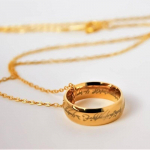 Kuldse Sauroni s&otilde;rmuse kaelakee Punk Charm roostevabast terasest s&otilde;rmuse ripatsiga kaelakee Populaarne filmide ehted Parim kingitus paarile 50cm