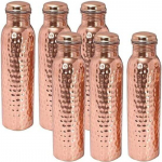 Tanirika Pure Hammered Copper Water Bottle &ndash; vasardatud disain, 1-liitrine, Premium Shudh Tamba, suurep&auml;rane ekspordikvaliteet// 6 tk.