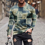 Meeste T-s&auml;rk Graafiline abstraktne kaelusega r&otilde;ivad, pikkade varrukatega v&auml;lir&otilde;ivad, moedisainer vanaaegne S