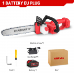 ONEVAN 12-tolline harjadeta elektriline kettsaag 6600W 20000RPM juhtmeta k&auml;eshoitav kettsae Graden p&uuml;gamist&ouml;&ouml;riistad Makita 18V aku jaoks 1 Battery-EU