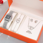 5tk komplekt Kellad Naiste k&auml;ekellad Lihtne vabaaja naiste analoog k&auml;ekell k&auml;ev&otilde;ru kaelakee k&otilde;rvar&otilde;ngas kingitus Montre Femme