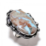 Natural Caribbean Larimar Gemstone 925 Sterling Silver Gift Ring Size 9 z8m12
