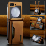 P&otilde;rutusvastane rahakotiga mobiiltelefoni Coque &uuml;mbris Samsung Galaxy Z Flip 6 Flip4 Flip 3 4 Flip5 Flip3 jaoks, kaardipesa, &auml;ri nahast kate for Samsung Z Flip 5 pruun