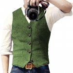 Meeste s&uuml;gis- ja talvised V-kaelusega &uuml;likonnad Vest kalasabast tviidist Slim Fit vest vabaaja klassikaline pidulik &auml;ri pulmapeigmeestele XXXL roheline
