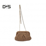 Naiste &otilde;lakott &Otilde;huke metallist kett &otilde;lgedest punutud &uuml;hev&auml;rviline Suure mahutavusega k&auml;ekott kesta kujuga suur suu Pendel reisimine tutvumisrihma kott khaki