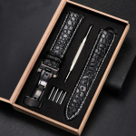 Luksuslik krokodillimustriga kellarihm, nahast rihmad 18 mm 20 mm 22 mm 24 mm roostevabast terasest automaatse lukuga k&auml;ekellarihmaga 20mm