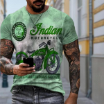 Uus Suvine Meeste Mood T-s&auml;rk Isiksus Mootorratta Prindiga Meeste T-s&auml;rk &Uuml;laosa XS roheline