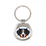 Bernese Mountain Dog, Berner Sennenhund - geometric keychain with a photo and the inscription Art-Dog