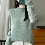 Naiste ka&scaron;miir kampsun Qinghe ka&scaron;miir 30% ka&scaron;miir 70% vill s&uuml;gis-talvine ka&scaron;miir paks pullover pehme ja soe L roosa