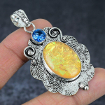 Natural Orange Triplet Opal 925 Sterling Silver Jewelry Pendant 2.48 k2h81