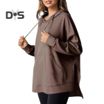 S&uuml;giskevadine naiste kapuuts, suur tasku, pingutusn&ouml;&ouml;riga kapuutsiga vaba l&otilde;hikuga &auml;&auml;ris, puhast v&auml;rvi vahvlitekstuuriga kootud vaba spordiriiete topp XL hall