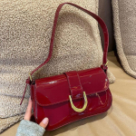 Retro lakknahast &otilde;lakott naistele Luksuslik klapiga Crossbody kott &uuml;hev&auml;rviline kaenlaaluste kott Punane Crossbody kott Lady k&auml;ekott 24x5x14cm veinipunane v&auml;rv