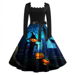 Halloween Print Flare Kleit Naistele Pikkade varrukatega Kleit &Otilde;&otilde;nes pidup&auml;evakleidid XXL punane