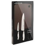 ARCOS Riviera Blanc &ndash; Coffret 2 Couteaux + Planche &agrave; D&eacute;couper + &Eacute;plucheur