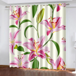 Lilledega Liilia Aed Roosa Pimendavad Akna Kardinad Magamistuppa Elutuppa Vannituppa K&ouml;&ouml;ki Uksele K&otilde;rge Varjutus Uus Muster W55 X H120cm X 2&Grommet Top