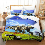 Horizon Zero Dawn Voodipesukomplekt &Uuml;hekohaline Kahekohaline T&auml;issuuruses Kuninganna Kuningas Suurus Voodikomplekt T&auml;iskasvanu Laps Magamistuba Tekikotikomplektid 3D Anime voodilina komplekt AU Single 140x210cm