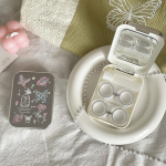 Cute Electroplated Butterfly Flower Contact Lens Case Portable Colored Lens Box Care Storage Box Two Pairs Set