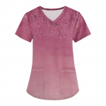 Naiste moodsad V-kaelusega l&uuml;hikeste varrukatega t&ouml;&ouml;r&otilde;ivad, taskutega, tr&uuml;kitud topid L ts&uuml;aan