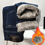 Talvised paksud ja soojad k&otilde;rgekvaliteedilised Snow Fox karusnahast meeste teksad, lahtised ja elastsed k&otilde;rge v&ouml;&ouml;kohaga, vabaaja &auml;rilised sirged p&uuml;ksid 29 sinine