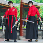 Suur suurus 4XL Hanfu meeste cosplay kost&uuml;&uuml;m Hiina traditsiooniline iidne Hanfu must-punane s&auml;rk + seelik + jope komplektid M