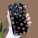 Armas koomiksimustriga kreemjas tekstuuriga korpus, lainelise servaga pehme silikoonkaanega telefoni&uuml;mbris Vivo jaoks Vivo Y20 2021 must